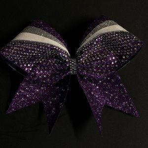 Purple bedazzled cheer bow
